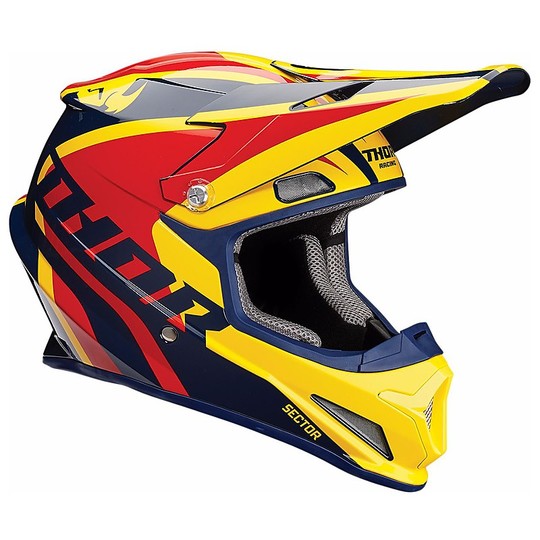 Cross Enduro Motorcycle Helmet Thor Sector Ricochet 2018 Navy Yellow Red