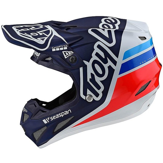 Cross Enduro Motorcycle Helmet Troy Lee Design SE4 Composite SILHOUETTE TEAM Navy White