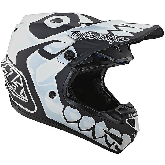 Cross Enduro Motorcycle Helmet Troy Lee Designs SE4 Polyacrylite SKULLY White