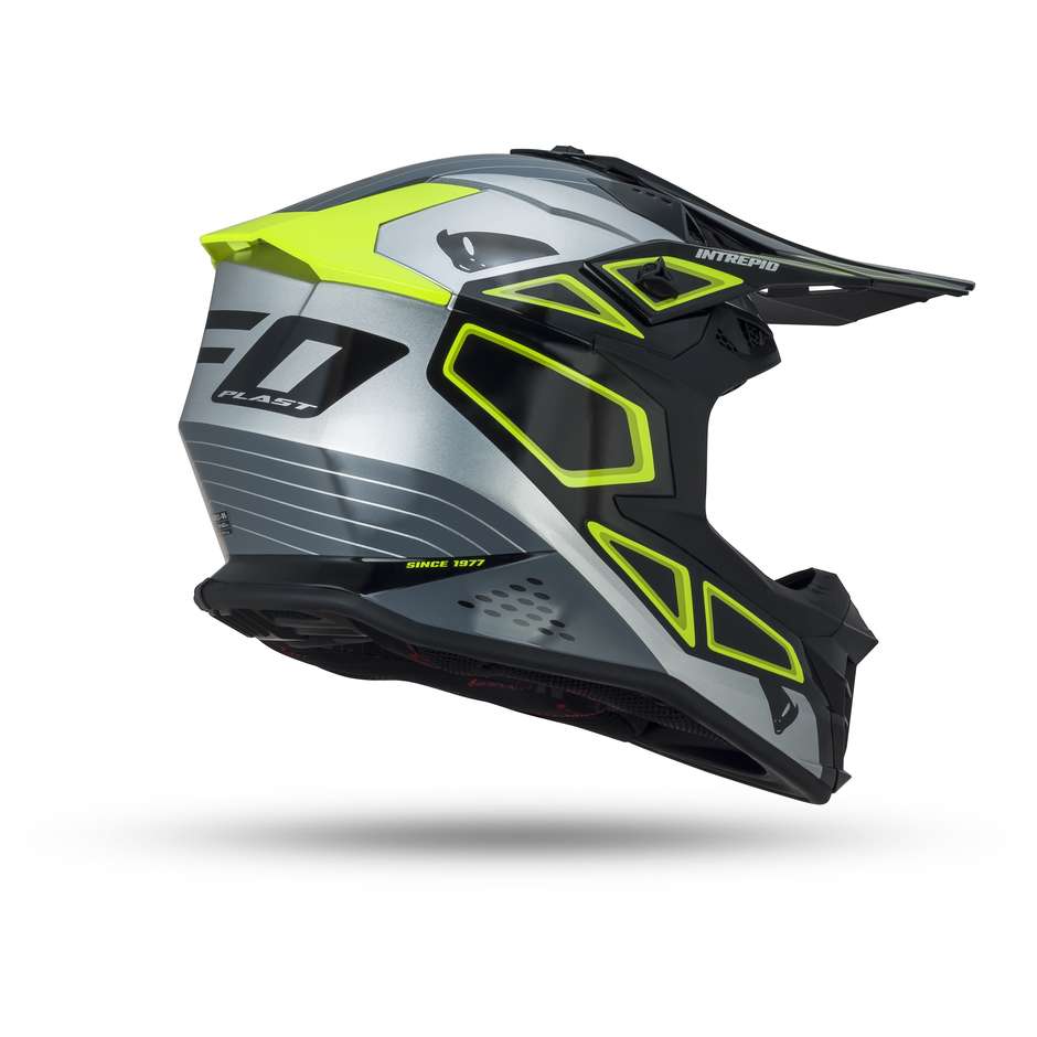 Cross Enduro Motorcycle Helmet UFO Intrepid Black Gray Green Fluo