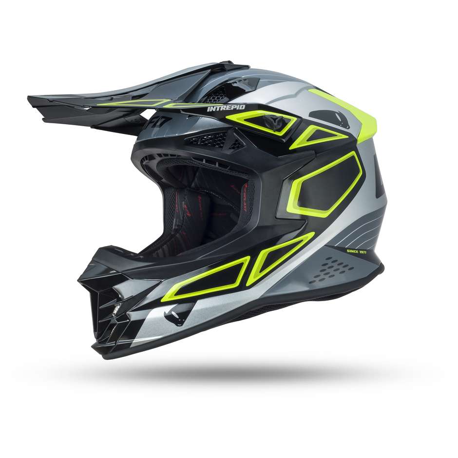Cross Enduro Motorcycle Helmet UFO Intrepid Black Gray Green Fluo