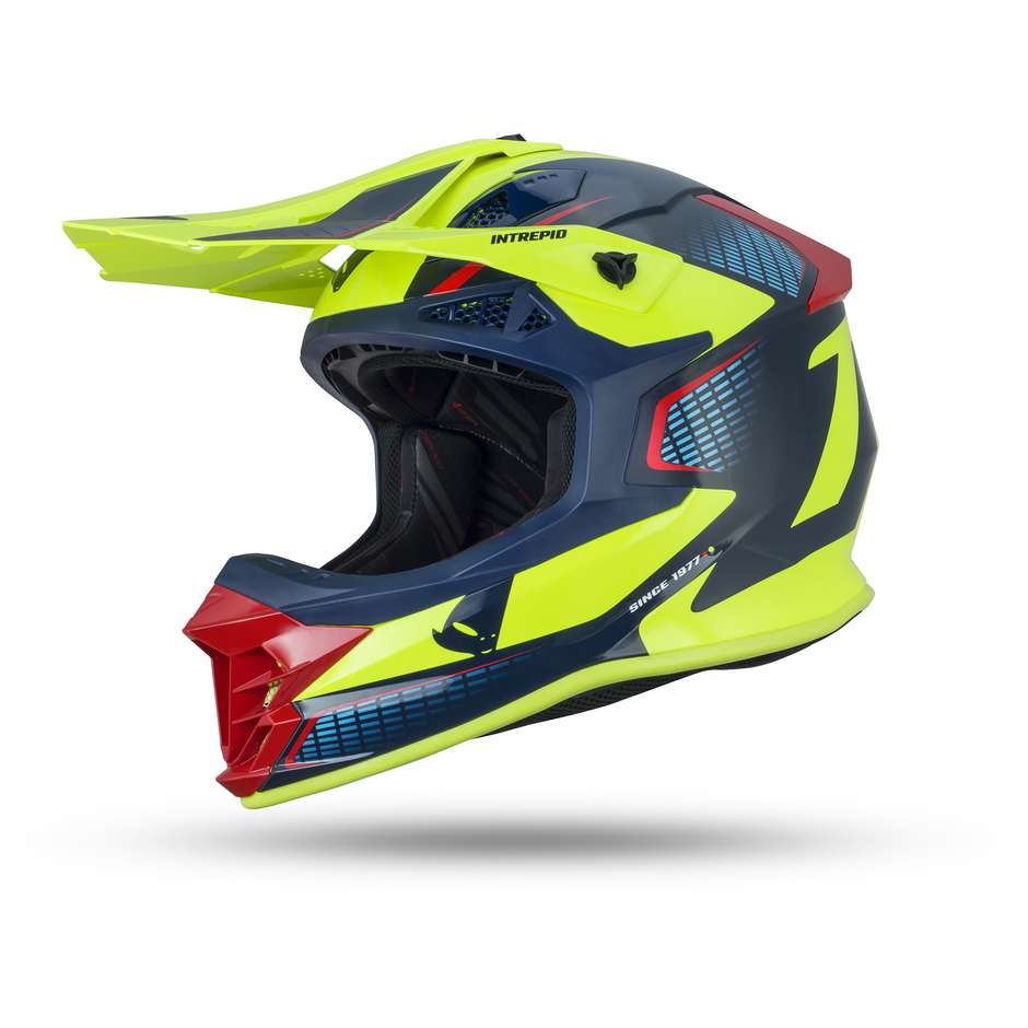Cross Enduro Motorcycle Helmet UFO Intrepid Blue Red Yellow Fluo