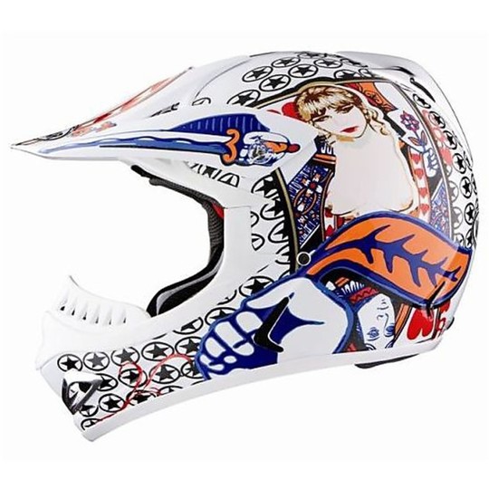 Cross Enduro Motorcycle Helmet Vemar Model Vrx-5 Fiber tricomposita Play White