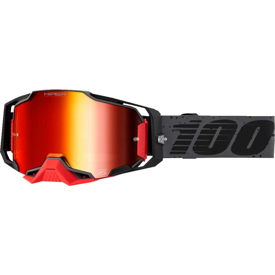 Cross Enduro Motorcycle Mask 100% ARMEGA HiPER NEKFEU Red Mirror Lens