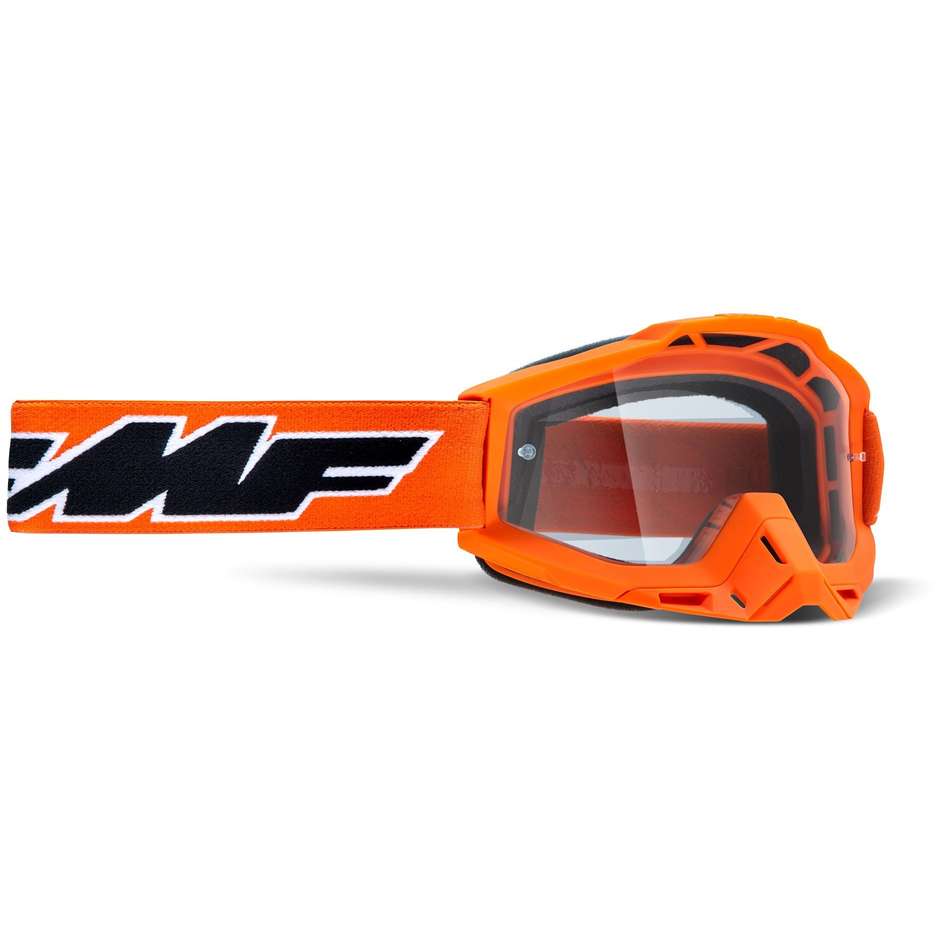 Cross Enduro Motorcycle Mask OTG FMF POWERBOMB Rocket Orange Clear Lens