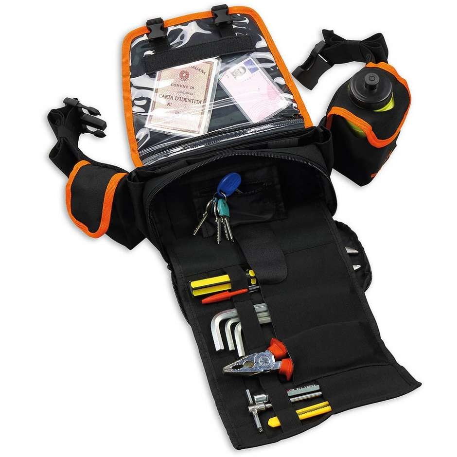 Cross Enduro motorcycle pouch tool carrier "Beluga" With Flask Black