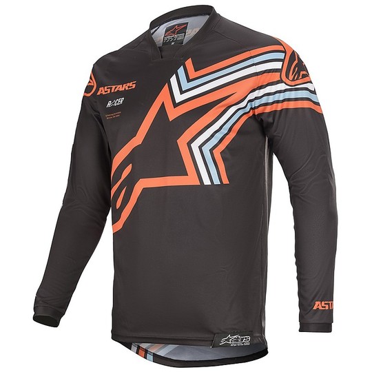 Cross Enduro Motorrad Alpinestars MX20 Racer Braap Shirt Dunkelgrau Orange Fluo