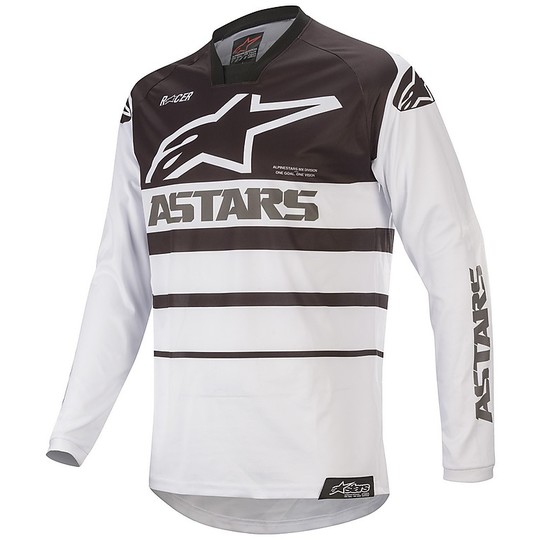 Cross Enduro Motorrad Alpinestars MX20 Racer SuperMatic Shirt Weiß Schwarz