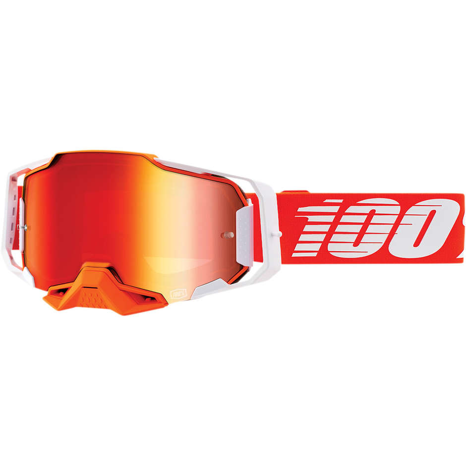 Cross Enduro Motorradbrille 100% ARMEGA Regal Red Mirror Lens