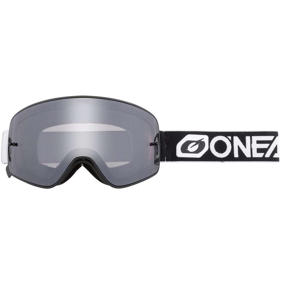 Cross Enduro Motorradbrille Oneal B 50 V.22 Pro Pack Force Schwarz Weiß Silber Spiegelglas