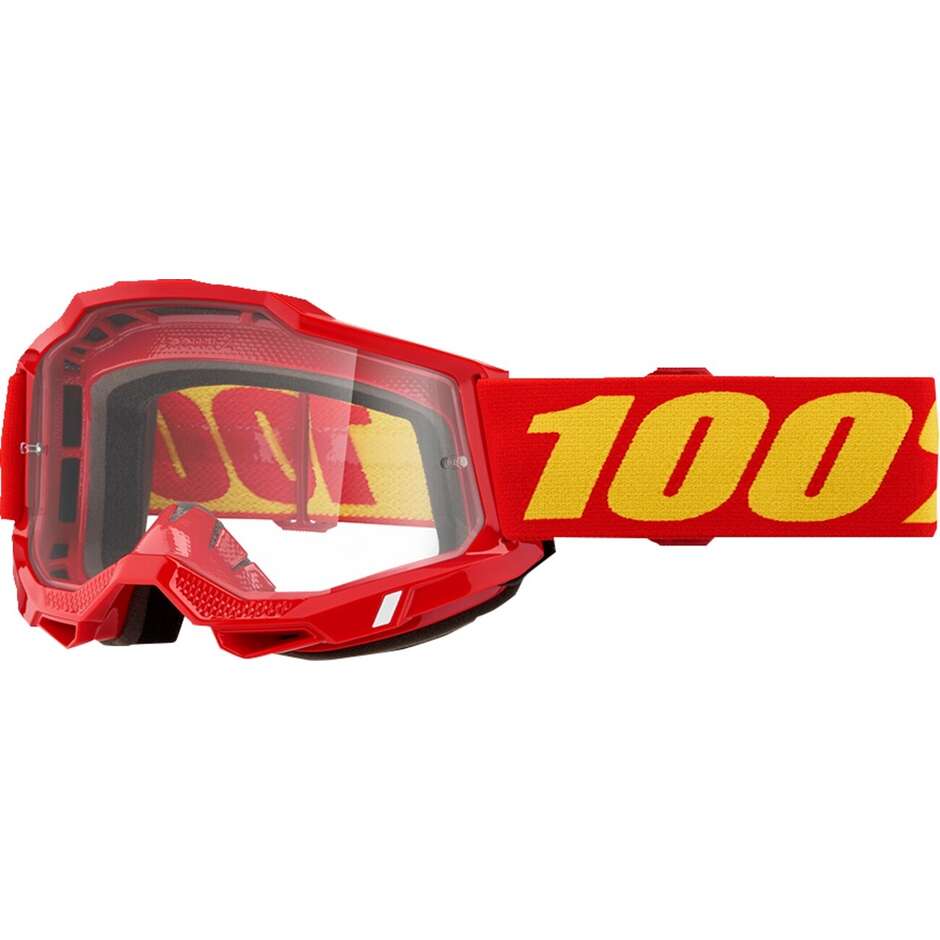Cross Enduro Motorradbrillenmaske 100 % ACCURI 2 OTG RED Transparente Linse