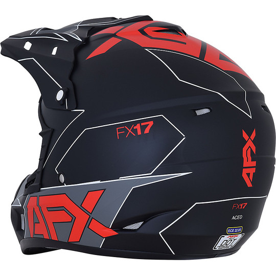 Cross Enduro Motorradhelm AFX FX-17 Aced Matt Schwarz Rot
