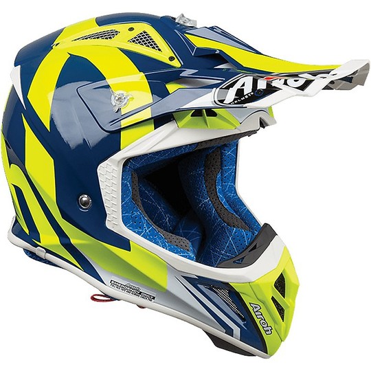 Cross Enduro Motorradhelm Airoh AVIATOR 2.3 AMS BIGGER Blau glänzend