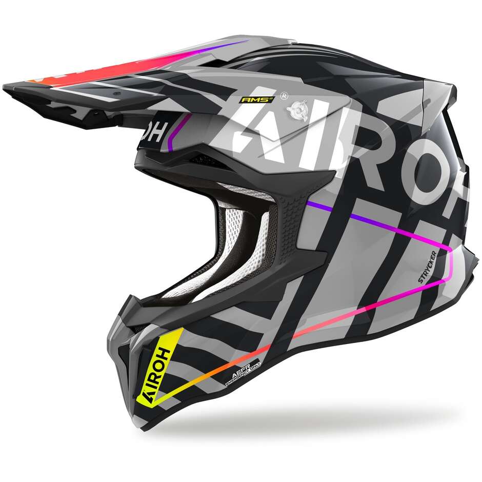 Cross-Enduro-Motorradhelm aus Airoh-HPC-Faser STRYCKER BRAVE in glänzendem Grau