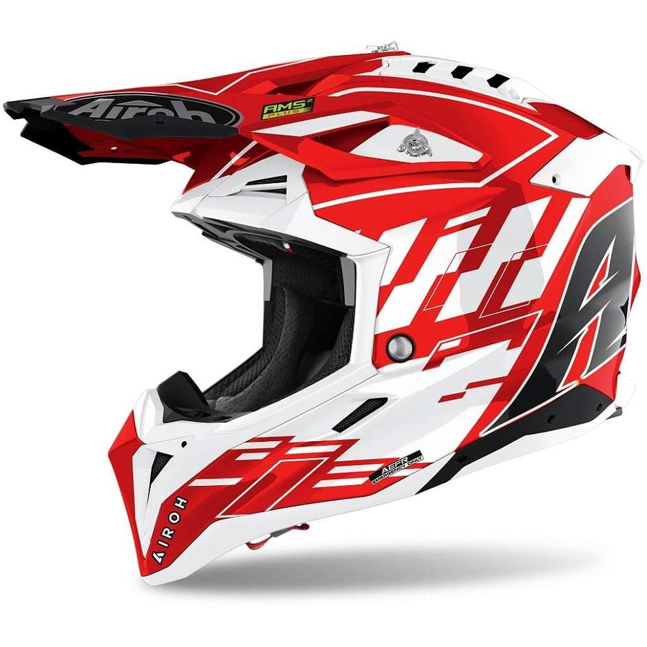 Cross Enduro Motorradhelm aus HPC Faser Airoh AVIATOR 3 Rampage Glossy Red