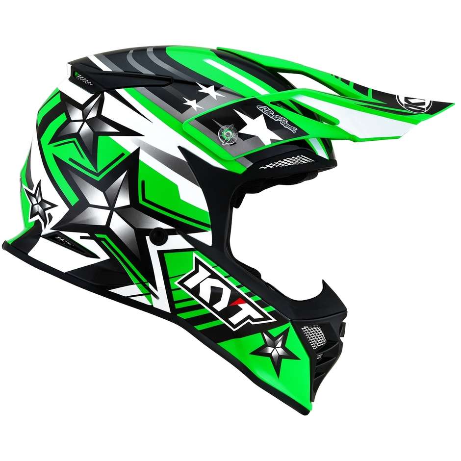 Cross Enduro Motorradhelm aus KYT SKYHAWK ARDOR Green FLUO Faser