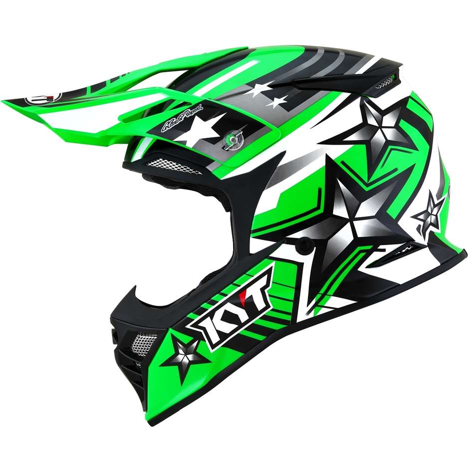 Cross Enduro Motorradhelm aus KYT SKYHAWK ARDOR Green FLUO Faser