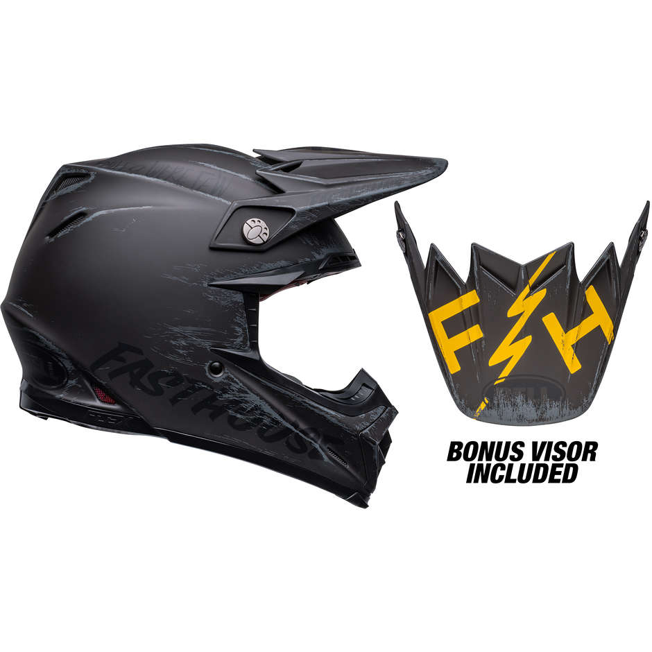 Cross Enduro Motorradhelm Bell MOTO-9S FLEX FASTHOUSE MOJAVE Schwarz Matt Grau
