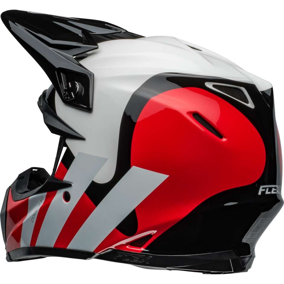 Cross Enduro Motorradhelm BELL MOTO-9S FLEX HELLO COUSTEAU STRIPES Weiß Rot