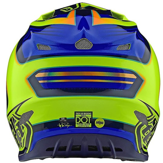 Cross Enduro Motorradhelm in Troy Lee Designs Faser SE4 Composite FLASH Gelb Blau