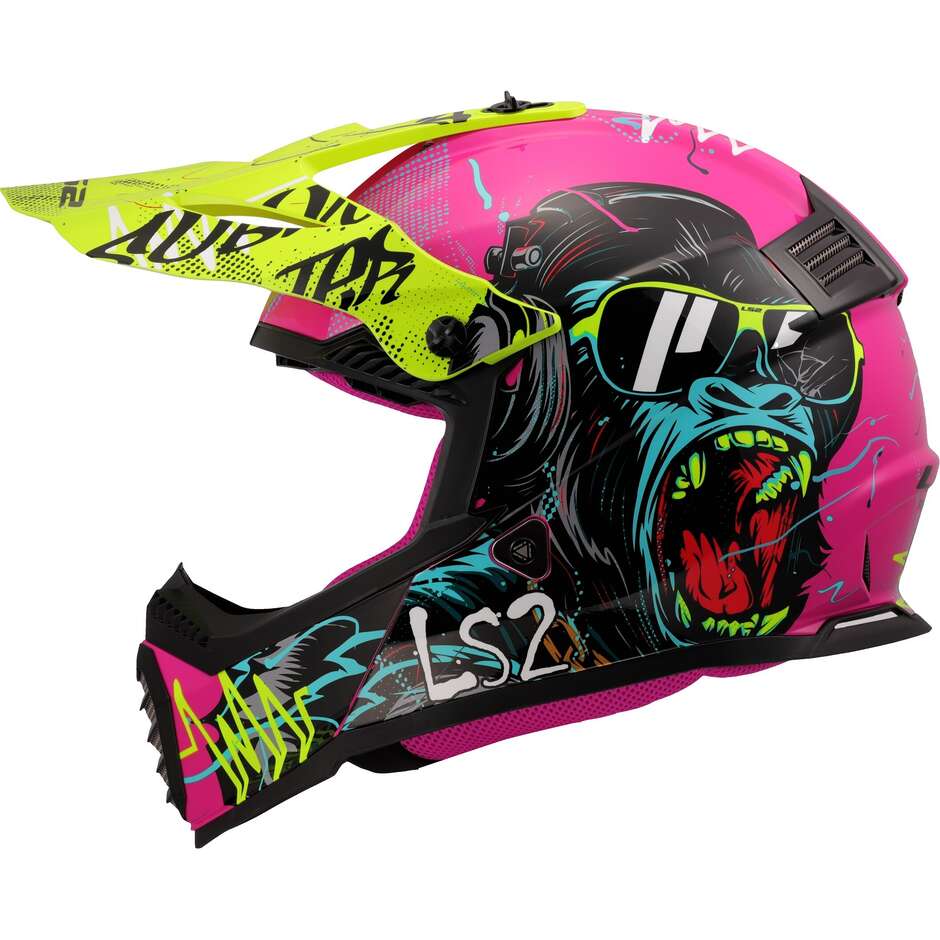 Cross Enduro Motorradhelm LS2 MX437 FAST II MINI GORILLA Lila
