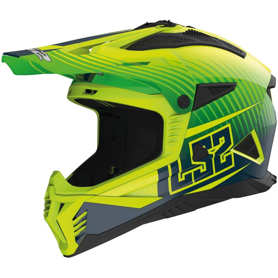 Cross Enduro Motorradhelm Ls2 MX708 FAST 2 DUCK Gelb Grün Fluo Matt