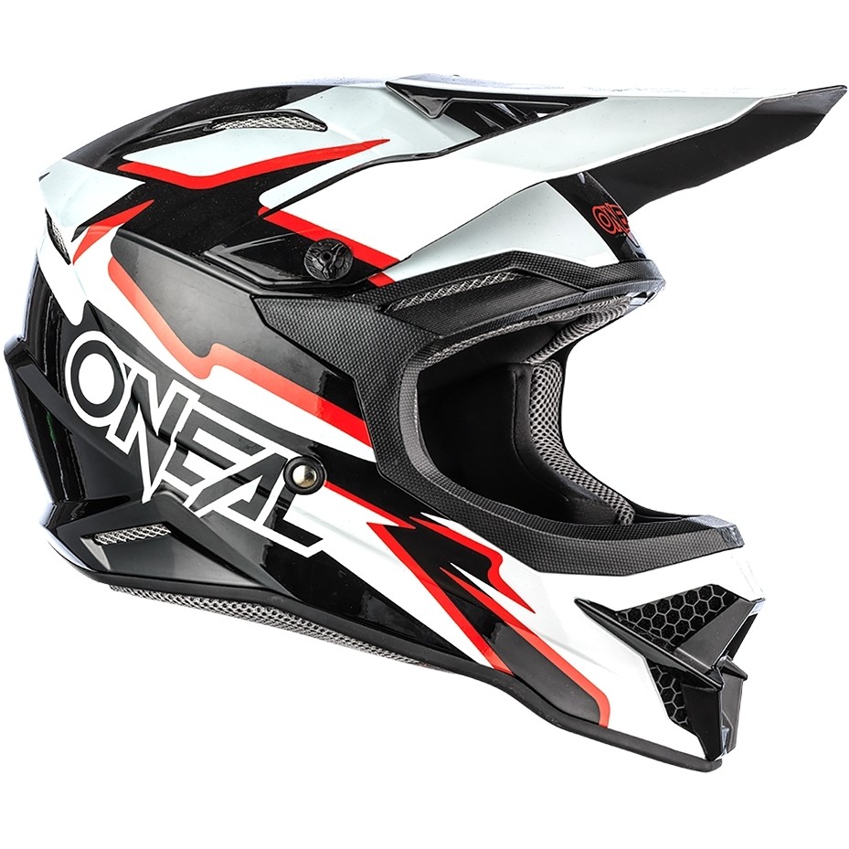 Cross Enduro Motorradhelm Oneal 3Srs Helmspannung Schwarz Weiß