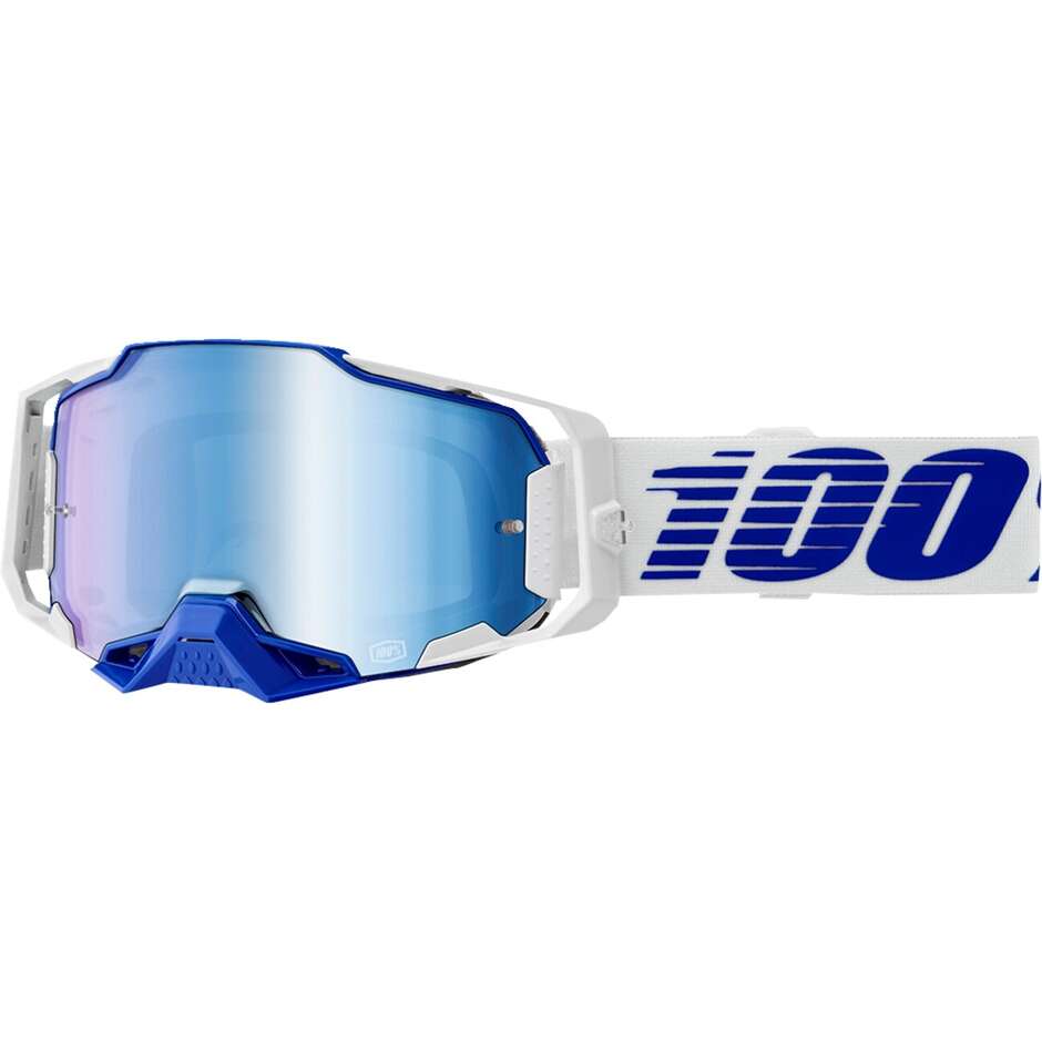 Cross Enduro Motorradmaske 100 % ARMEGA BLUE Blaue Spiegellinse