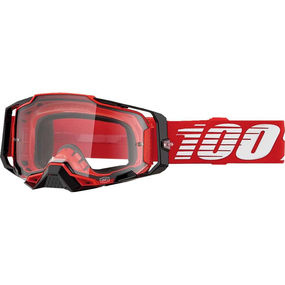 Cross Enduro Motorradmaske 100 % ARMEGA RED Transparente Linse	