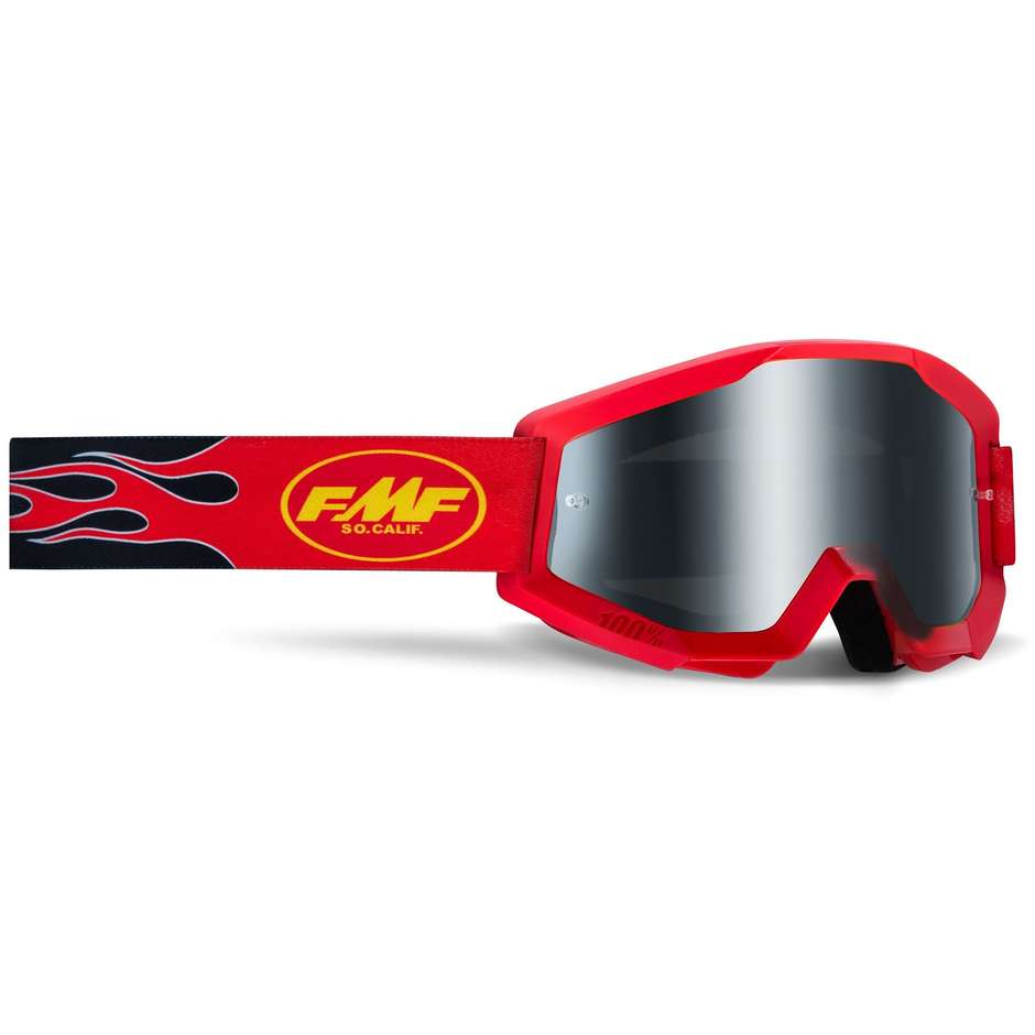Cross Enduro Motorradmaske SAND FMF POWERCORE Flame Red Smoked Lens