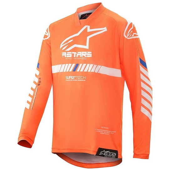 Cross Enduro Motorradtrikot Alpinestars MX20 Jugend Racer Tech Orange Fluo Weiß