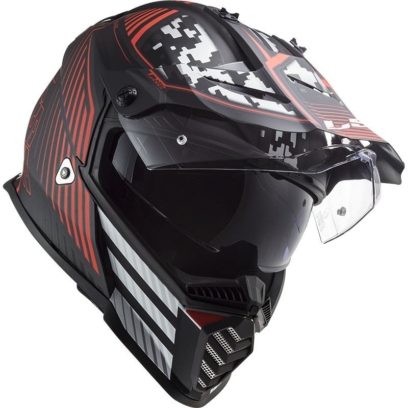 Cross Enduro Off Road Moto Helmet Ls2 MX436 PIONEER EVO Saturn Black Red Matt