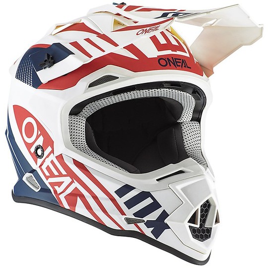 Cross Enduro O'neal 2 Series Spyde 2.0 casque de moto blanc bleu rouge