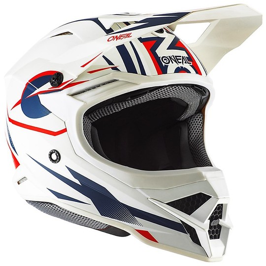 Cross Enduro O'neal 3 Series Riff Motorcycle Helmet White Blue