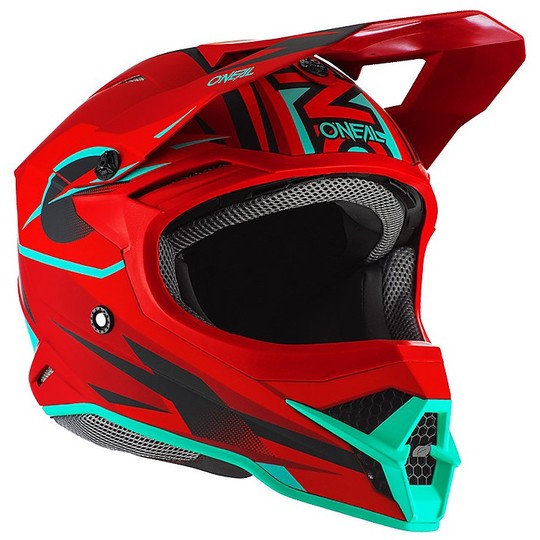 Cross Enduro O'neal 3 Series Riff Red Light Blue motorcycle helmet