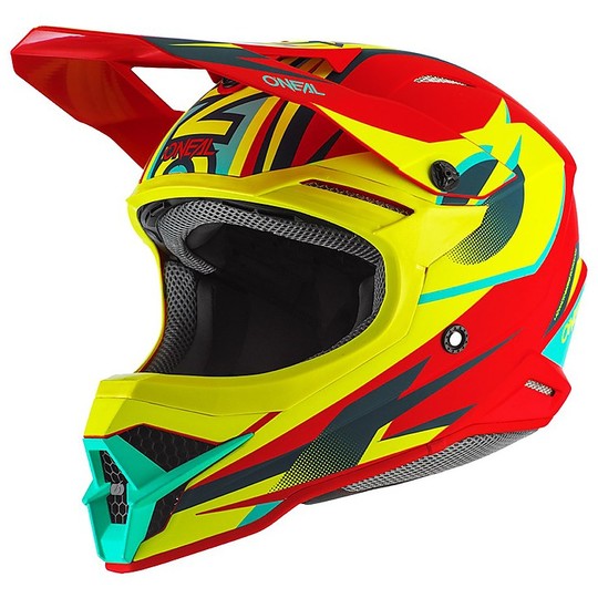 Cross Enduro O'neal 3 Series Riff Red Yellow Fluo motorcycle helmet