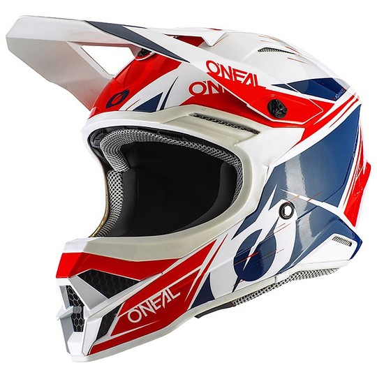 Cross Enduro O'neal 3 Series Stardust casque de moto blanc bleu rouge