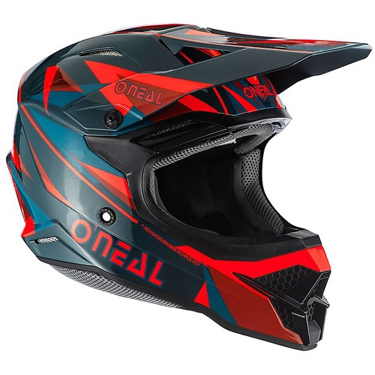 Cross Enduro O'neal 3 Series Triz Motorcycle Helmet Red Green Dark