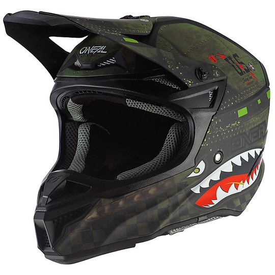 Cross Enduro O'neal 5 Series WARHAWK Motorradhelm Schwarz Grün