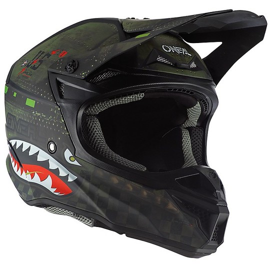 Cross Enduro O'neal 5 Series WARHAWK Motorradhelm Schwarz Grün