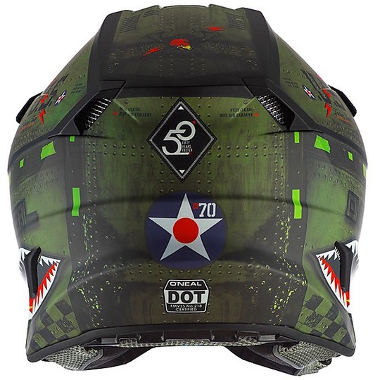 Cross Enduro O'neal 5 Series WARHAWK Motorradhelm Schwarz Grün