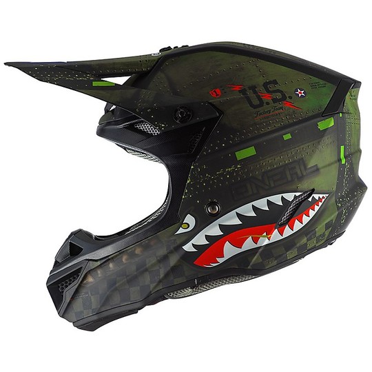 Cross Enduro O'neal 5 Series WARHAWK Motorradhelm Schwarz Grün