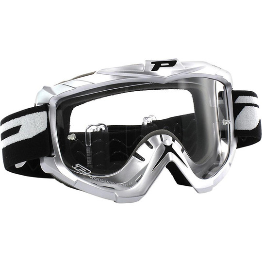 Cross Enduro Progrip 3301 Motorcycle Glasses Silver Clear Lens