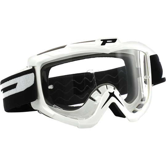 Cross Enduro Progrip 3301 Motorcycle Glasses White Clear Lens