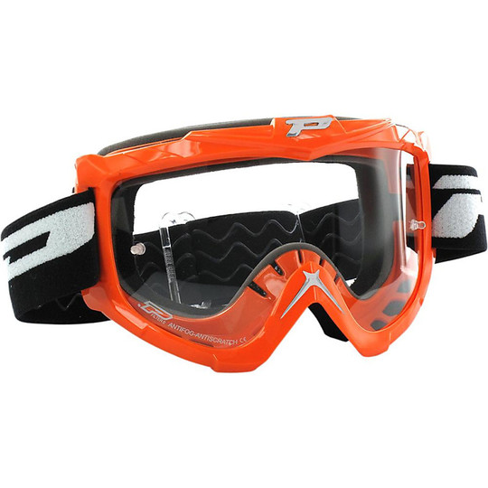 Cross Enduro Progrip 3301 Motorrad Brille Orange Durchsichtige Linse