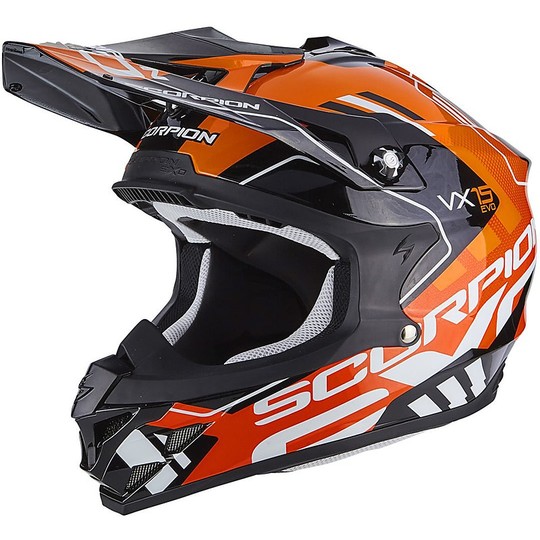 Cross Enduro Scuba Moto Helmet Scorpion VX-15 EVO Air Argo Black Orange