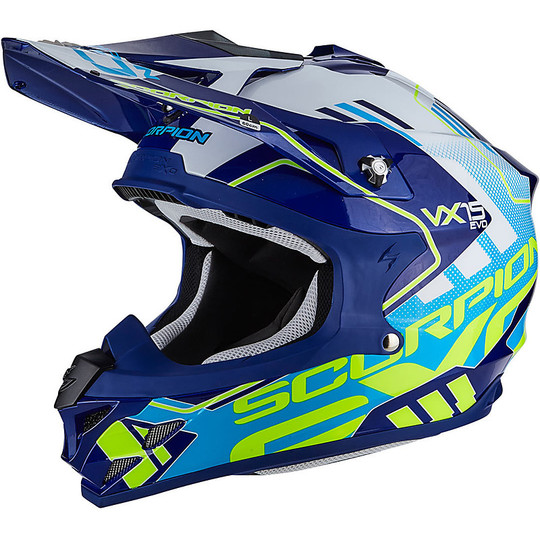 Cross Enduro Scuba Moto Helmet Scorpion VX-15 EVO Air Argo Blue White