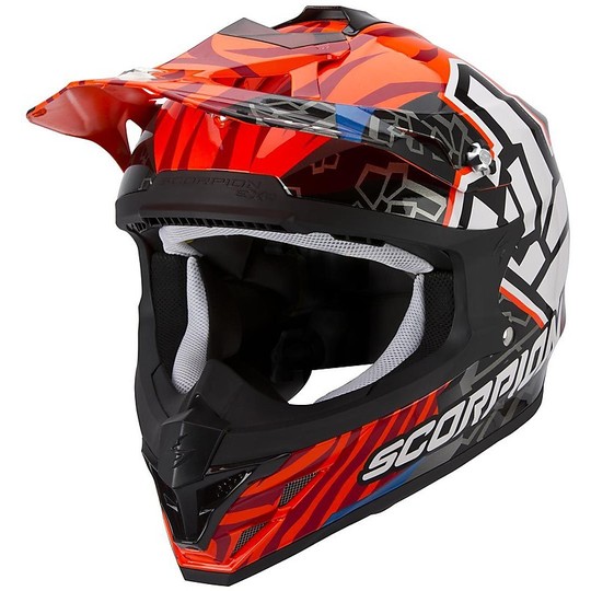 Cross Enduro Scuba Moto Helmet Scorpion VX-15 EVO Air Rok Bagoros Orange Neon