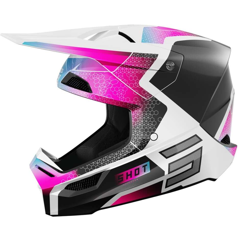 Cross Enduro Shot Kinder-Motorradhelm FURIOUS KID PHASER Schwarz Blau Rosa Perle