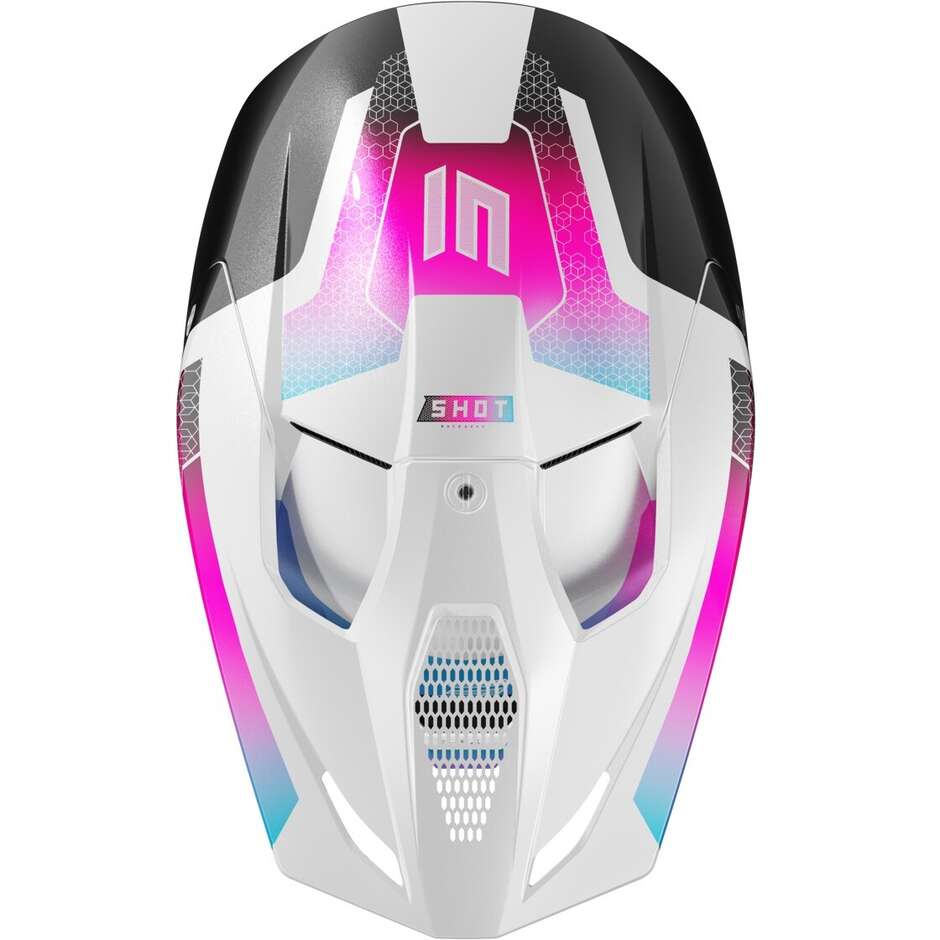 Cross Enduro Shot Kinder-Motorradhelm FURIOUS KID PHASER Schwarz Blau Rosa Perle